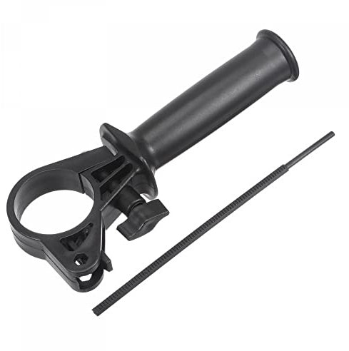 sourcing map Plastic Adjustable Side Front Auxiliary Hammer Handle for 13A Impact Drill, 41-44mm Clamping Range with Scale Depth Ruler