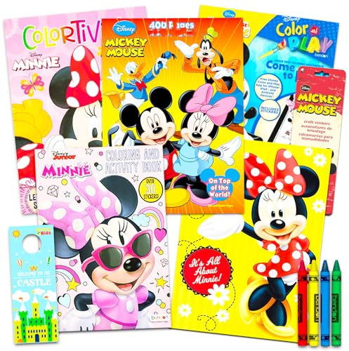 Disney Mickey Mouse Coloring Book Bulk Set for Kids Ages 4-8 - Mickey Coloring Book Bundle with Over 100 Stickers, 800 Pages, and Crayons | Mickey, Minnie, Goofy, Daisy, and More