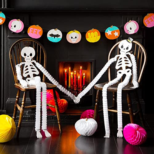 Talking Tables 2X Hanging Skeletons Halloween Party Decorations Mrs Paper Honeycombs | Day of The Dead Skulls, Graveyard Props, HALLOWSKELETONS