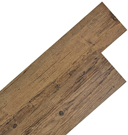 Mogou PVC Laminat Dielen Selbstklebend, Fliesenfolie, Laminatboden, Küchenrückwand Folie, Bodenbelag Selbstklebend, Wandverkleidung, Deckenpaneele, 5,02 m² 2 mm Walnuss-Braun