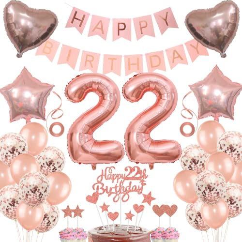 Deko 22. Geburtstag frau Tortendeko 22 Geburtstag frauen Deko Geschenk für 22. Geburtstag frau Rosegold Geburtstag 22 frauen 22 jahre Geburtstag deko Ballon 22 Geburtstag 22 jahre frau