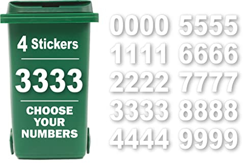 4 x Bin Numbers for Wheelie Bins, 0-9, Dustbin Stickers, Easy Application 17.5cm Stick On Number Stickers - Weatherproof Self Adhesive Vinyl (Number 3)
