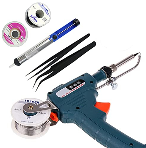 Set di saldatore automatico da 60 W, con pompa dissaldante, pinzetta, pistola in stagno per gioielli, fai da te, riparazione PCB