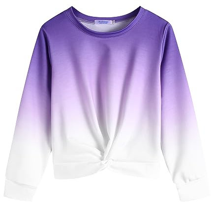 Arshiner Ragazza Felpa Tie-Dye Bambine Top a Maniche Lunghe Colore Casual Maglietta Sweatshirt per Bambina 7-8 Anni