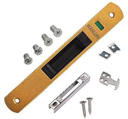 Cerradura de puerta, cerradura de gancho de ventana de puerta corrediza, cierre de puerta de vidrio corrediza, cierre de bloqueo de una cara para el hogar (Oro)