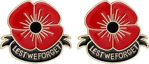 Anstecknadel mit Mohnblumen-Motiv Lest We Forget, rote Mohnblumen-Revers-Brosche, Veteranen-Gedenktag, Emaille, Anstecknadel, Emaille