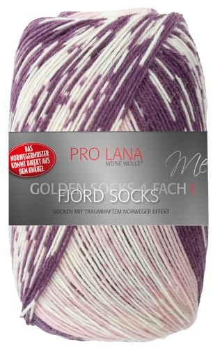 Frida's Wollhaus Pro Lana 100 g Golden Socks 4-fach Fjord Socks Sockenwolle Garn 16 Farben (188 | Pflaume Color)