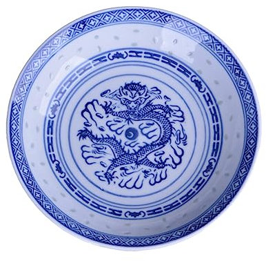 BESPORTBLE 7.3 Inches Chinese Blue and Pattern Plate Fruit Plate Snack Dish for Birthday Wedding Dec
