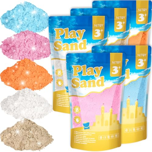 NiToy 5 kg Magic Sand Set 5 Farben, Sensorisch Sandspielzeug Zaubersand Geschenk, Magic Sand für Kinder, ideal für kreatives Indoor-Sandspiel, ab 3 Jahren