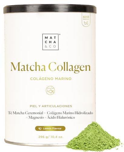 Matcha Kollagen. Meereskollagen mit Magnesium, Matcha-Tee und Hyaluronsäure. Geschmack: Matcha-Zitrone. Gelenke, Haut und Nägel. 296 g Matcha-Kollagenpulver (Zitrone)