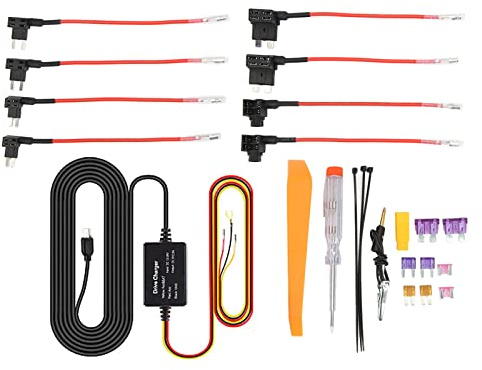 Topiky Dashcam-Hardwire-Kit, Mini-USB-Hardwire-Kit-Sicherung für Dashcam, 12V-28V Bis 5V-Hardwire-Kit mit Unterspannungsschutz, 11ft Dashcam-Ladegerät-Netzkabel (Mini)