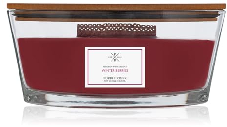 Purple River Candle Duftkerze im Glas mit Deckel | Winter Berries | Duftkerze Fruchtig | Duftkerze Holzdocht | Kerze im Glas | Raumduft für Zuhause