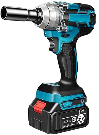 Qussse Set avvitatore a percussione a batteria, 18 V, avvitatore a percussione, 1/2, 320 N, avvitatore a cricchetto, compatibile con batteria, con luce LED, per la rimozione di pneumatici,