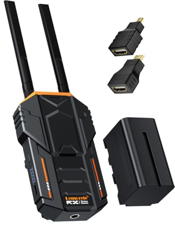 Lemorele 5G 1080P 200M HDMI Wireless Video Audio Receiver(RX) for R100 Plus Kits only, Supports 4 RXs to 1 Transmitter(TX) Max,1 4400mAh Battery Included.