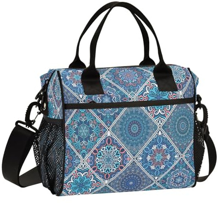 HMZXZ Ethnisch Boho Mandala Lunchtasche Lunchbox für Reisen Picknick Wandern,Indian Isoliert Kühltasche lunchbag Behältertasche für Frauen und Männer Erwachsene
