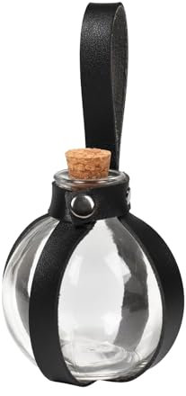 BORFUE Botella de poción de corcho mágica oscura de Halloween, botella redonda esférica de vidrio, botella de poción mágica oscura para accesorios de Halloween (negro)