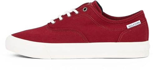Tommy Hilfiger Herren Vulcanized Sneaker Low Oxford Twill mit Logo, Rot (Rouge), 41