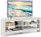 COSTWAY Mueble para TV, Mueble Esquina para Television de 3 Niveles hasta 65 Pulgadas con Toma de Corriente Integrada, 4 Estantes De Almacenamiento Abiertos, para Sala de Estar y Dormitorio (Blanco)