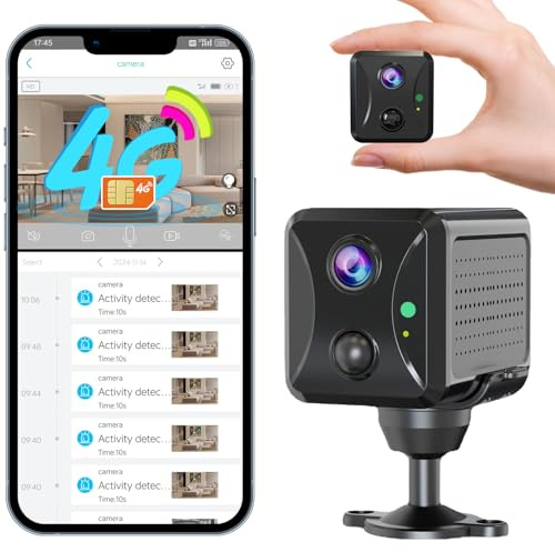 Mini HD Camera 4G LTE Equipped with SIM Card, Wireless Cameras for Home Security, Infrared Night Vision, PIR Motion Detection, No WiFi Mini Small Camera with Camera