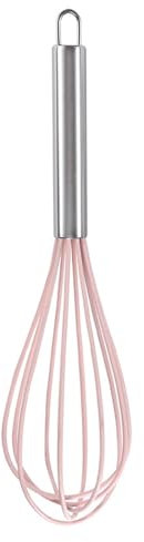 WYLZLKX Manual Silicone Whisk Manual Eggs Beater Durable Kitchen Pastry Tools Cake Baking Utensil Mixer for Baking and Cooking-pink-12 inches
