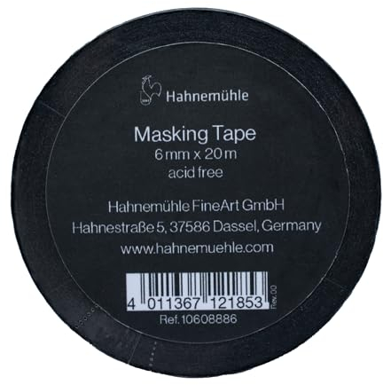 Hahnemühle Masking-Tape, wasserdichtes Washi-Tape, für Aquarell geeignet, 20 Meter lang (schwarz, 6 mm)