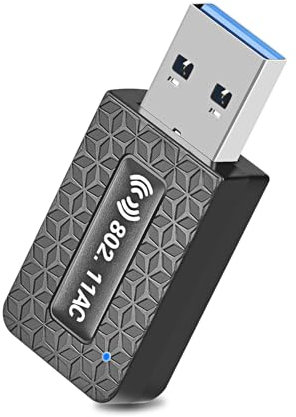 1300Mbps Wireless WiFi Adapter for PC, USB 3.0 Wi-Fi Dongle AC Mini Network Adapters 802.11ac 2.4GHz/5GHz Built-in Antenna for Windows 11/10/7/8/8.1/XP Mac OS 10.6-10.15(gray)