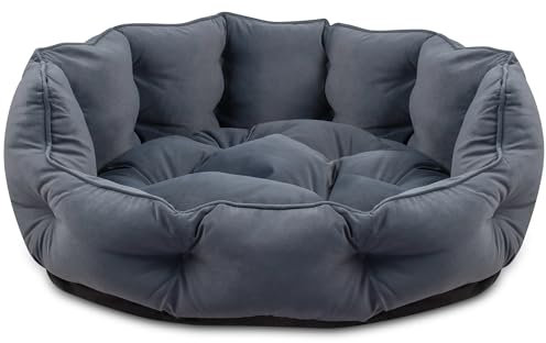 Bunty Monarch XXL Dog Bed Washable - Pet Bed Basket for Medium to Large Dogs, Durable, Tear Resistant Faux Suede - Grey, Soft Plush Calming Dog Bed, 118x99x38cm