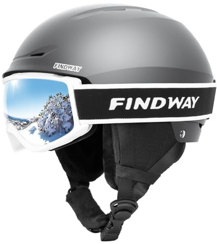 Findway Kit Casco Sci con Maschera Sci, Casco Snowboard con Occhiali Sci per Uomini Donne e Giovani UV400 Proteczione Set di Casco per Sport Invernali