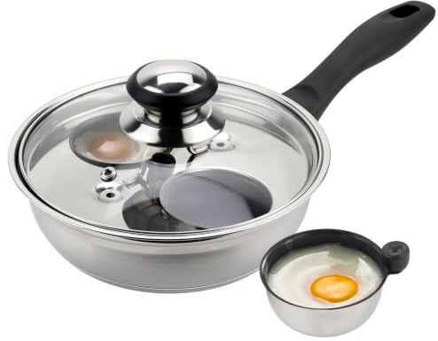 MARSKITOP Egg Poacher Pan Nonstick 2 Eggs, Poached Egg Cooker Stainless Steel Egg Poaching Pan, Poached Egg Pan PFOA Free, Poached Egg Maker