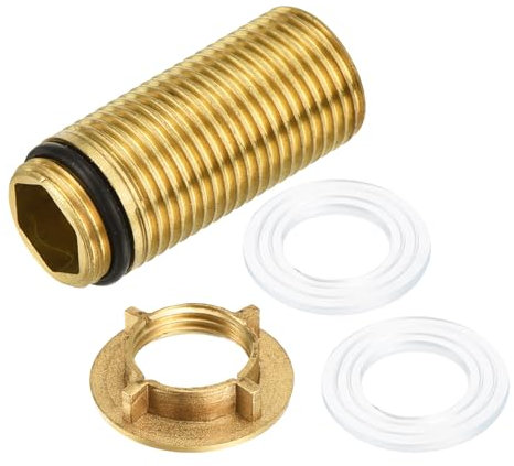 sourcing map 1 pz 46 mm estensione rubinetto filettato tubo di montaggio gambo e 20 mm ottone fissaggio dado di bloccaggio, rubinetto raccordi nipplo dado kit