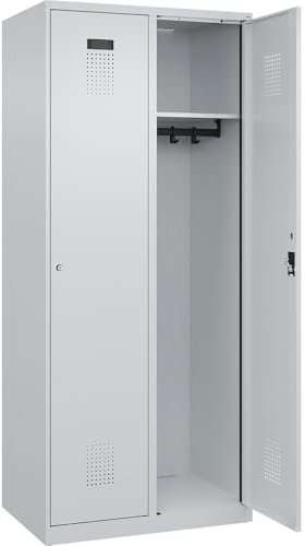 C + P Möbelsysteme C+P | Spind Evolo Plus | 2 Abteile | lichtGrau | B 800 mm | mit Bodengleitern | Zylinderschloss