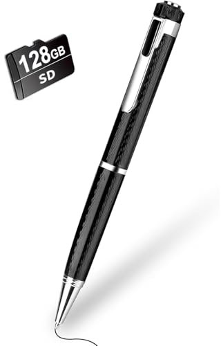 Dictaphone numérique, 128 Go, avec capacité d'enregistrement de 1536 heures, enregistrement en un clic, enregistrement surround à 360°, portable, pour conférences, réunions