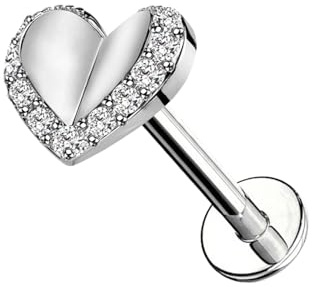 AWAKEN Lobe Ohrringe Herz Borchies mit Kristallen Knorpel/Helix/Tragus in Chirurgenstahl 316L