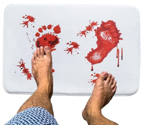Pavsicgn Tapis de Douche de Sang d'halloween, Tapis de Salle de Bain de Sang d'halloween | Tapis durables avec Coussinets de Sang effrayants avec Empreintes Rouges | Tapis de Douche passionnants,
