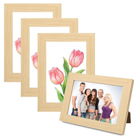 TOSAVGA 4 Pièces Cadre Photo, Cadre Photo 10x15cm, Petit Cadre Photo, Cadre Photo Bois, MDF Cadre Photo pour Chambre Salon, Bureau, Gallerie