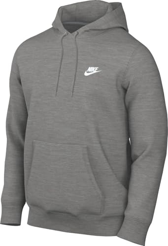 Nike Club French Terry Hoodie For Men, Dk Grey Heather/Lt Smoke Grey/White, FN3866-063, 3XL