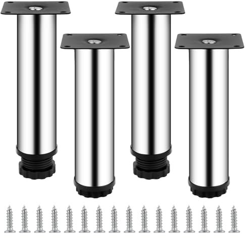 Liuliushun 4 Pcs 15cm Pied de Meuble Reglable 0-10mm, Pied Meuble Reglable, Pieds de Table de Nivellement pour Meubles, Pieds de Meubles Réglables pour Chaises Lit Canapé Placard Armoires