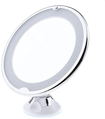 jojomis Miroir de Maquillage Lumineux grossissant x10 avec Ventouse, Miroir de courtoisie de Voyage réglable pour comptoir, Salle de Bain, Utilisation cosmétique