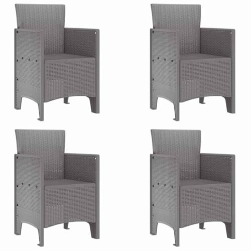 vidaXL Gartenstuhl 4 pcs Hellgrau 53 x 49 x 85 cm Polypropylen, Garten und Terrasse, Moderne Armlehnenstühle, rechteckiger Sitzplatz, strapazierfähige Lounge für Entspannung