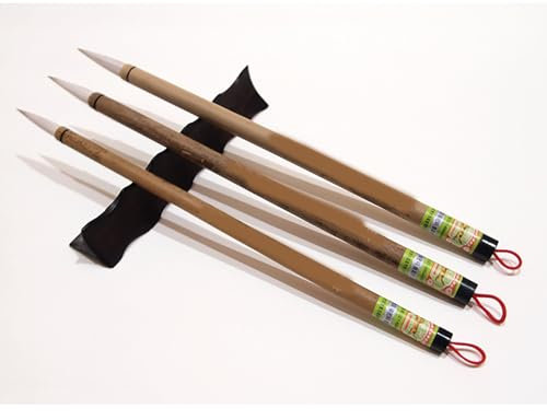 OWOHYG Ensemble de 3 pinceaux Chinois pour Aquarelle, Petits, Moyens et Grands