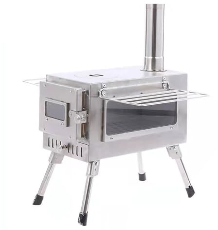Estufa Para Sauna Tienda de campaña plegable cúbica for picnic, sauna, campamento, chimenea individual, estufa leña portátil, horno casete(WHITE)