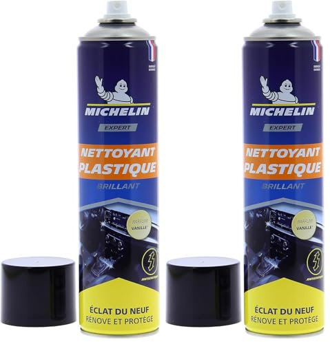 MICHELIN Expert 009498 Nettoyant Brillant Plastiques Voiture, Renove et Protège, Vanille, 600 ML (Lot de 2)