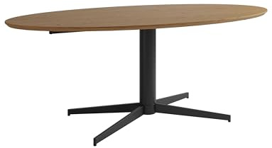 Schöner Wohnen Kollektion Esstisch FEVIK/Tischplatte in Eichefarbig Tobacco, Gestell in schwarz/Schweizer Kante/Stativfuß/Echtholzfurnier/Esszimmertisch/Küchentisch / 200 x 100, H 76 cm