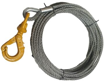 12mm Dia Wire Rope Winch Cable With Swivel Self Locking Hook Recovery Winch Rope (30 Metres)