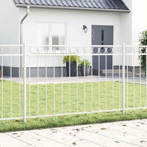 Nqyjm Panneaux de Clôture Décorative Élément de Clôture Blanc 170 x 150 cm Acier, Barrière pour Animaux pour Extérieur, Cour, Terrasse, Jardin42003923