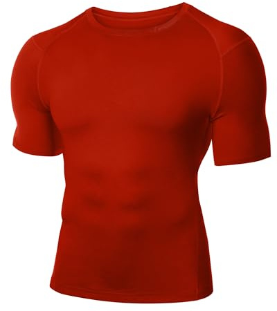 WISMBOX Kompressionsshirt Herren Kurzarm, Atmungsaktiv Funktionsshirt Männer Laufshirt für Sport Training Fitness Fußball