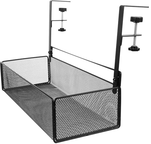 HINTRMENT Schwarzer Dokumentenhalter aus Kohlenstoffstahl zum Anklemmen unter Schreibtisch Geeignet für Schreibtischplatten von 1,2 6cm für Büro und Arbeitsplatz