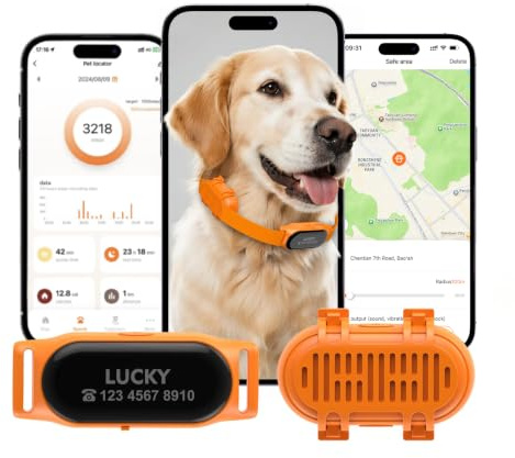 DRRI Dual-Band L1+L5 GPS & AGPS Pet Tracker for Dogs, 4G Pet Tracker with Geofence, Preloaded SIM Card+12 Months Data Plan, No Subscription, Smart APP, IP66 for Big & Large Dogs