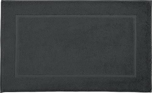 %Marke% Duschvorlage, Badteppich New York anthrazit Größe 50x80 cm - saugstark, sehr strapazierfähig, hautsympathisch, trittweich, 100% Baumwolle