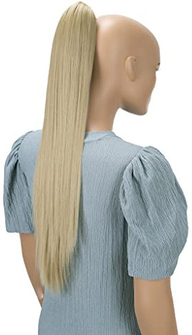 CAISHA 60cm Glatt Pferdeschwanz Mit Butterflyklammer Haarteil Zopf Hitzebeständig Haarverlängerung Hellblond H609